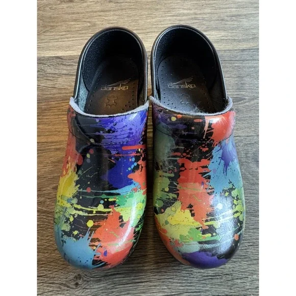 Dansko Womens Professional Nurse Clogs Multicolor Rainbow Size 36 Non Slip - Picture 3 of 7